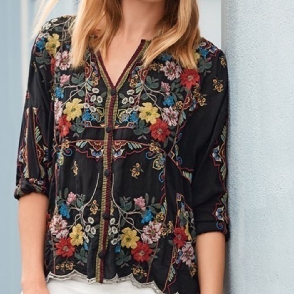 Johnny Was heavily embroidered Cabo Button Down Blouse (extremely oversized) NWT